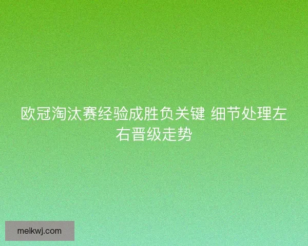 欧冠淘汰赛经验成胜负关键 细节处理左右晋级走势