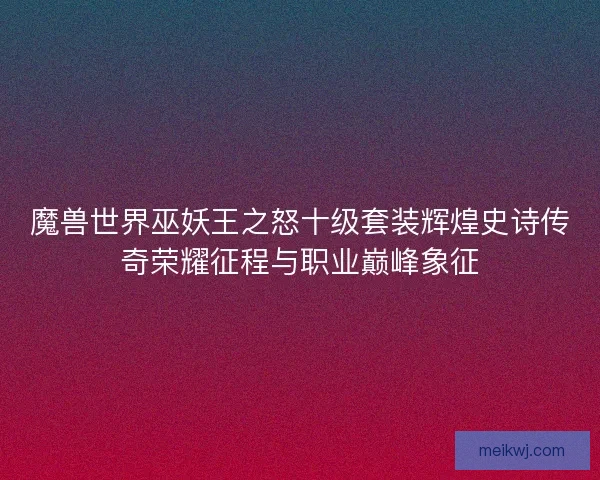 魔兽世界巫妖王之怒十级套装辉煌史诗传奇荣耀征程与职业巅峰象征