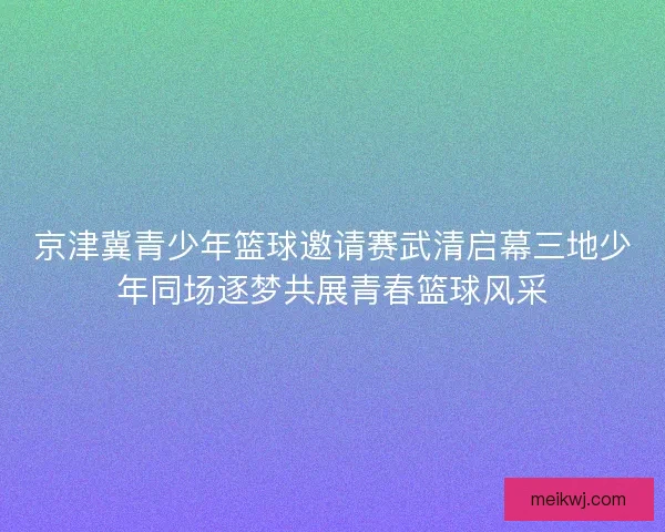 京津冀青少年篮球邀请赛武清启幕三地少年同场逐梦共展青春篮球风采
