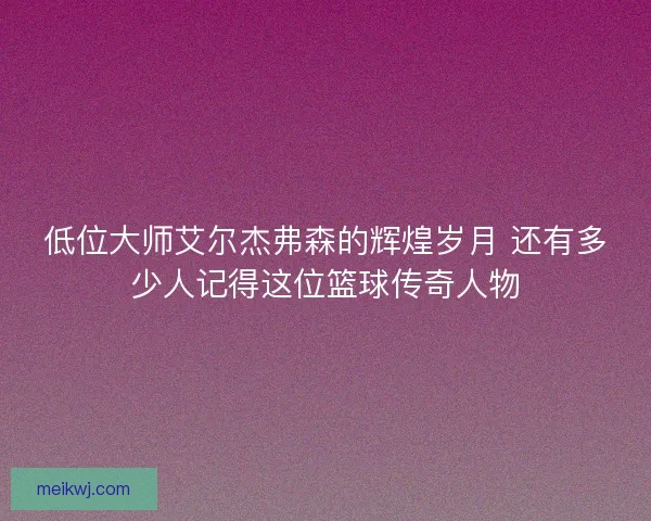 低位大师艾尔杰弗森的辉煌岁月 还有多少人记得这位篮球传奇人物